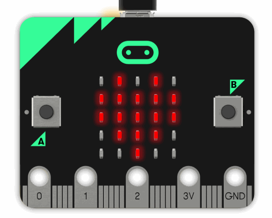 micro:bit with beating heart