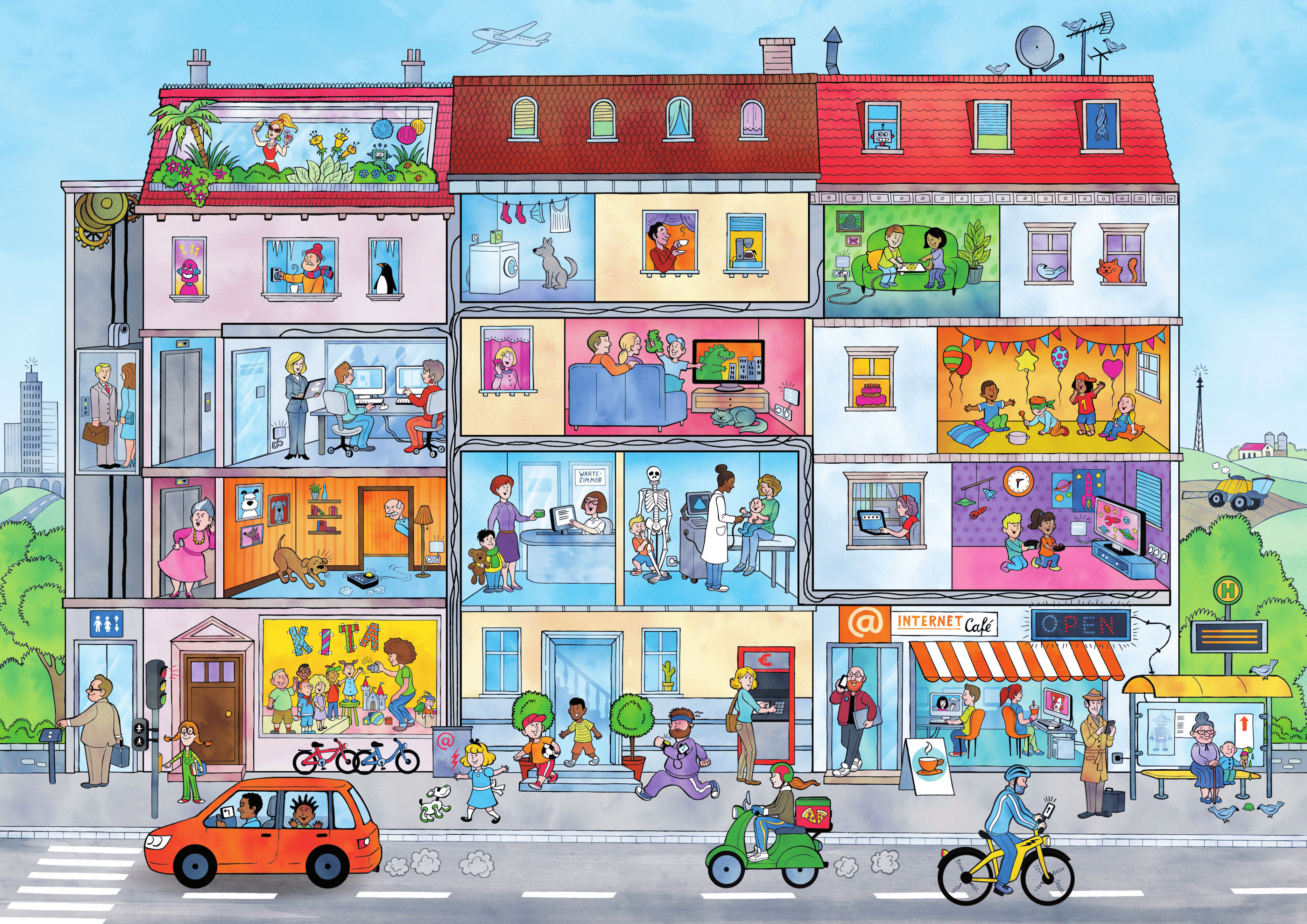 Wimmelbild: Informatik im Alltag